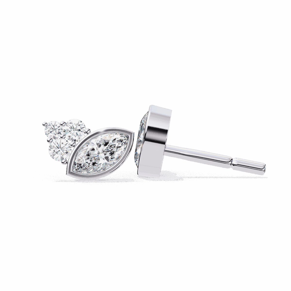 0.5 Carat Marquise and Round Diamond Cluster Stud Earrings  Image 6