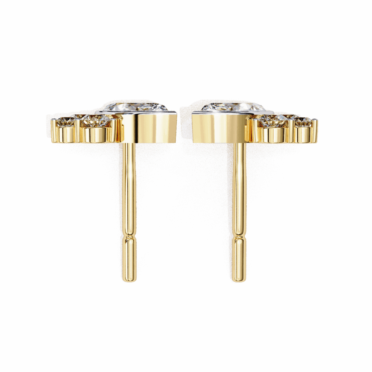 0.5 Carat Marquise and Round Diamond Cluster Stud Earrings  Image 8