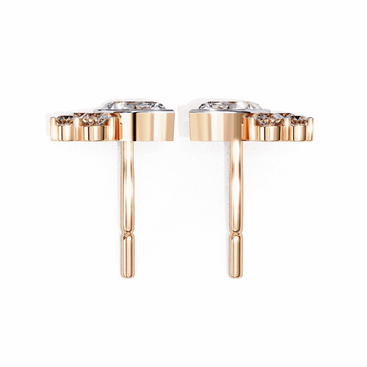 0.5 Carat Marquise and Round Diamond Cluster Stud Earrings  Image 13