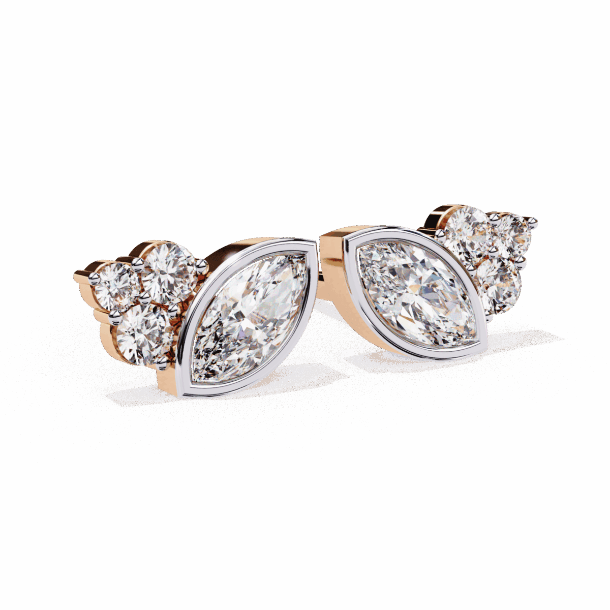 0.5 Carat Marquise and Round Diamond Cluster Stud Earrings  Image 15