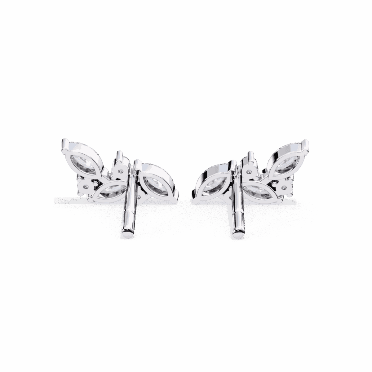 0.4 Carat Elegant Marquise and Round Diamond Stud Earrings  Image 4