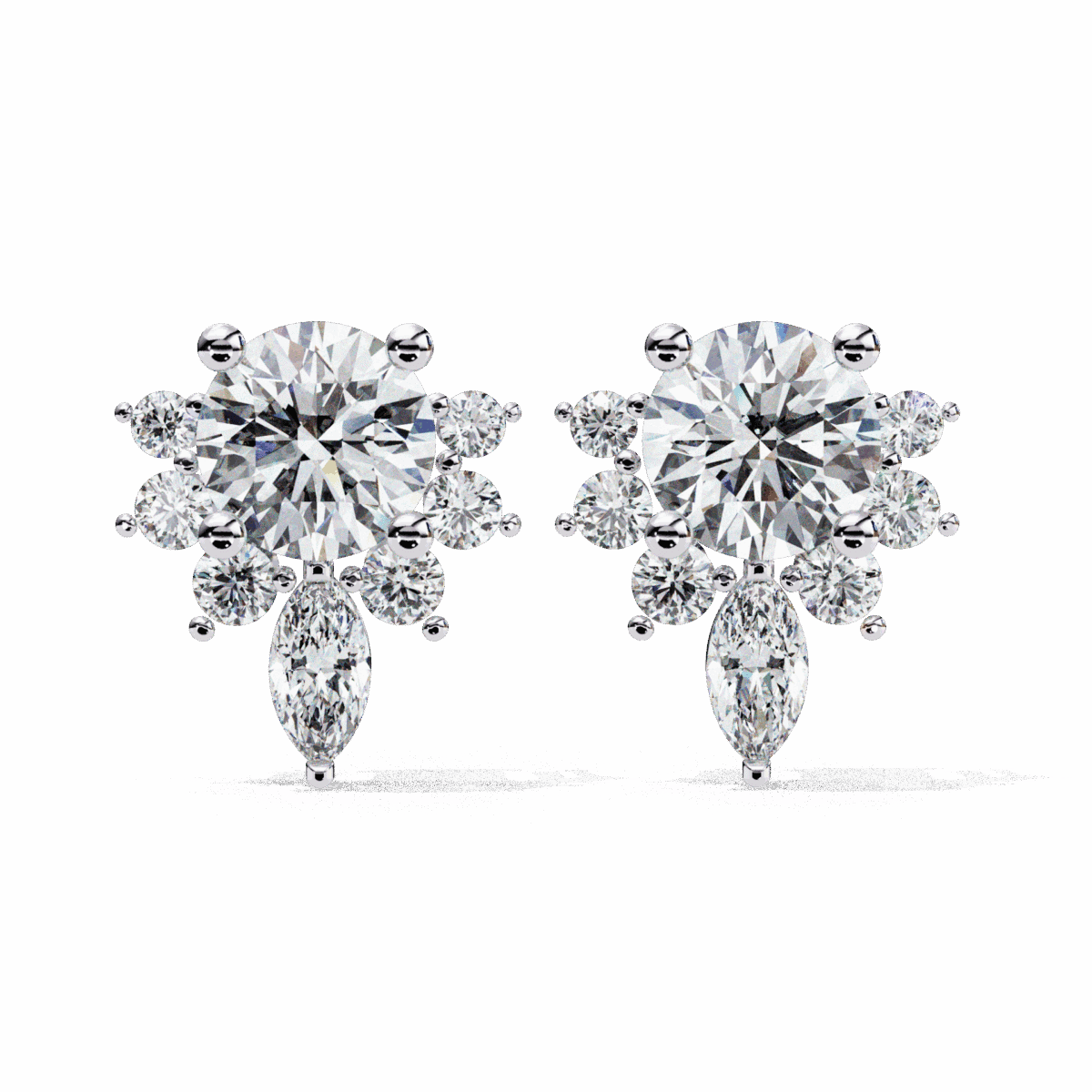 0.7 Carat MultiStone Marquise and Round Diamond Stud Earrings  Image 1