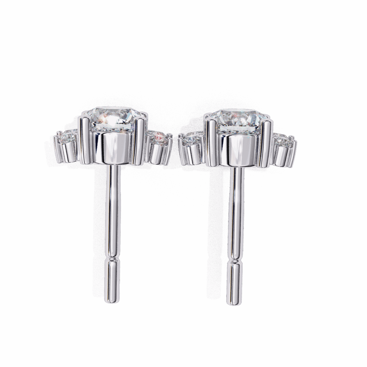 0.7 Carat MultiStone Marquise and Round Diamond Stud Earrings  Image 4