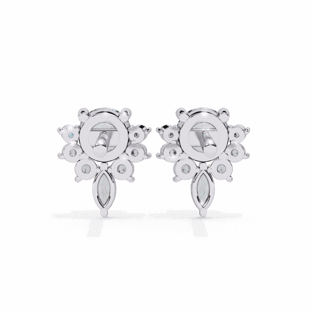 0.7 Carat MultiStone Marquise and Round Diamond Stud Earrings  Image 5