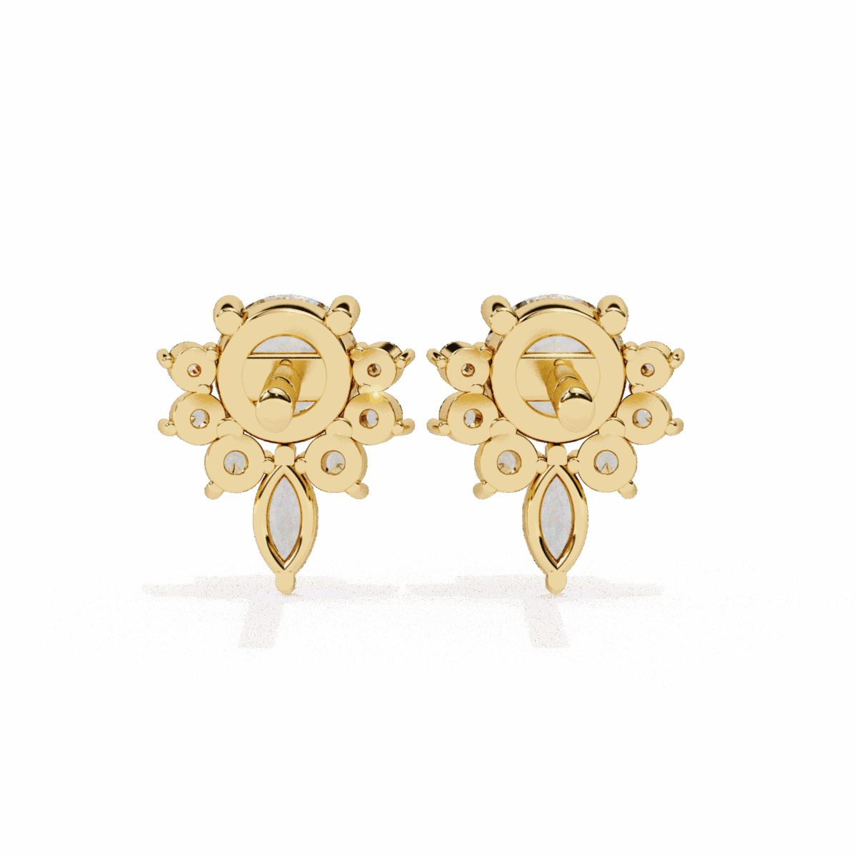 0.7 Carat MultiStone Marquise and Round Diamond Stud Earrings  Image 10