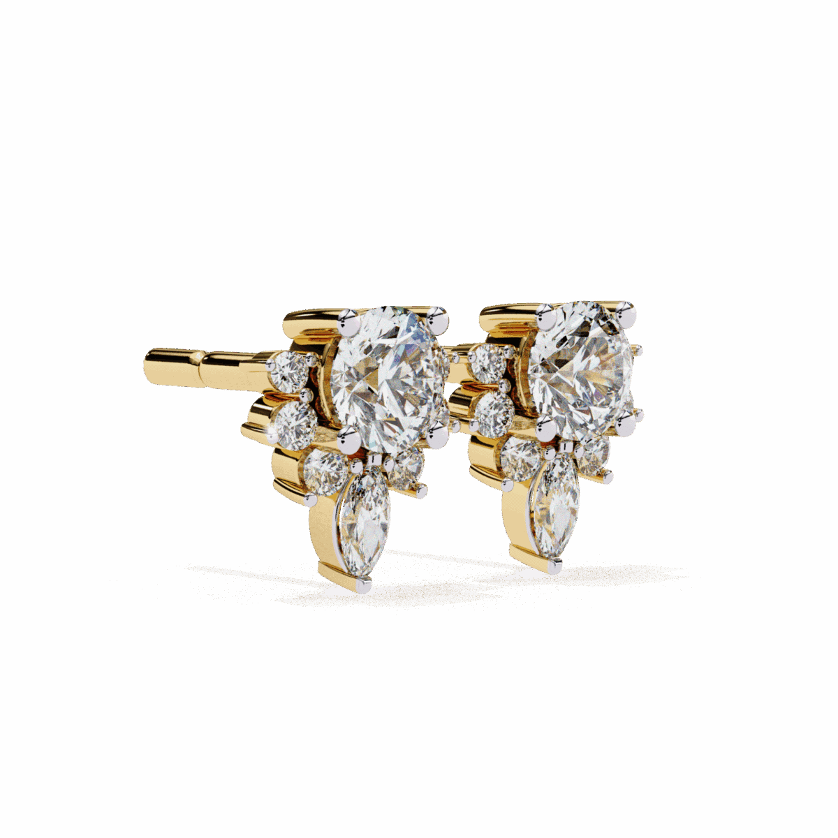 0.7 Carat MultiStone Marquise and Round Diamond Stud Earrings  Image 11