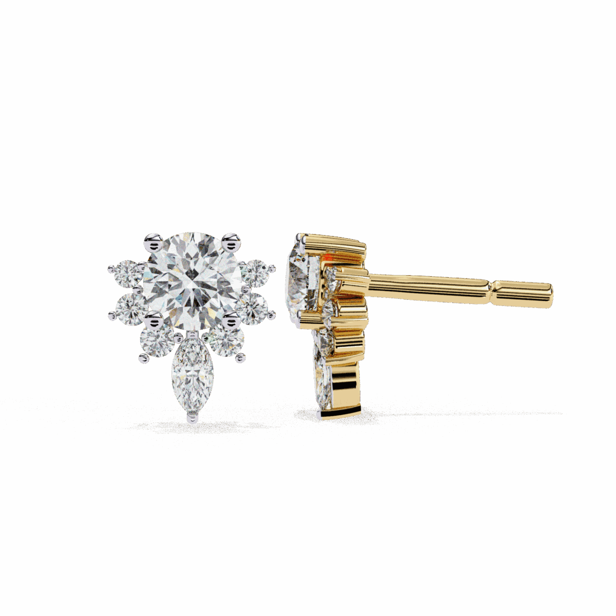 0.7 Carat MultiStone Marquise and Round Diamond Stud Earrings  Image 12