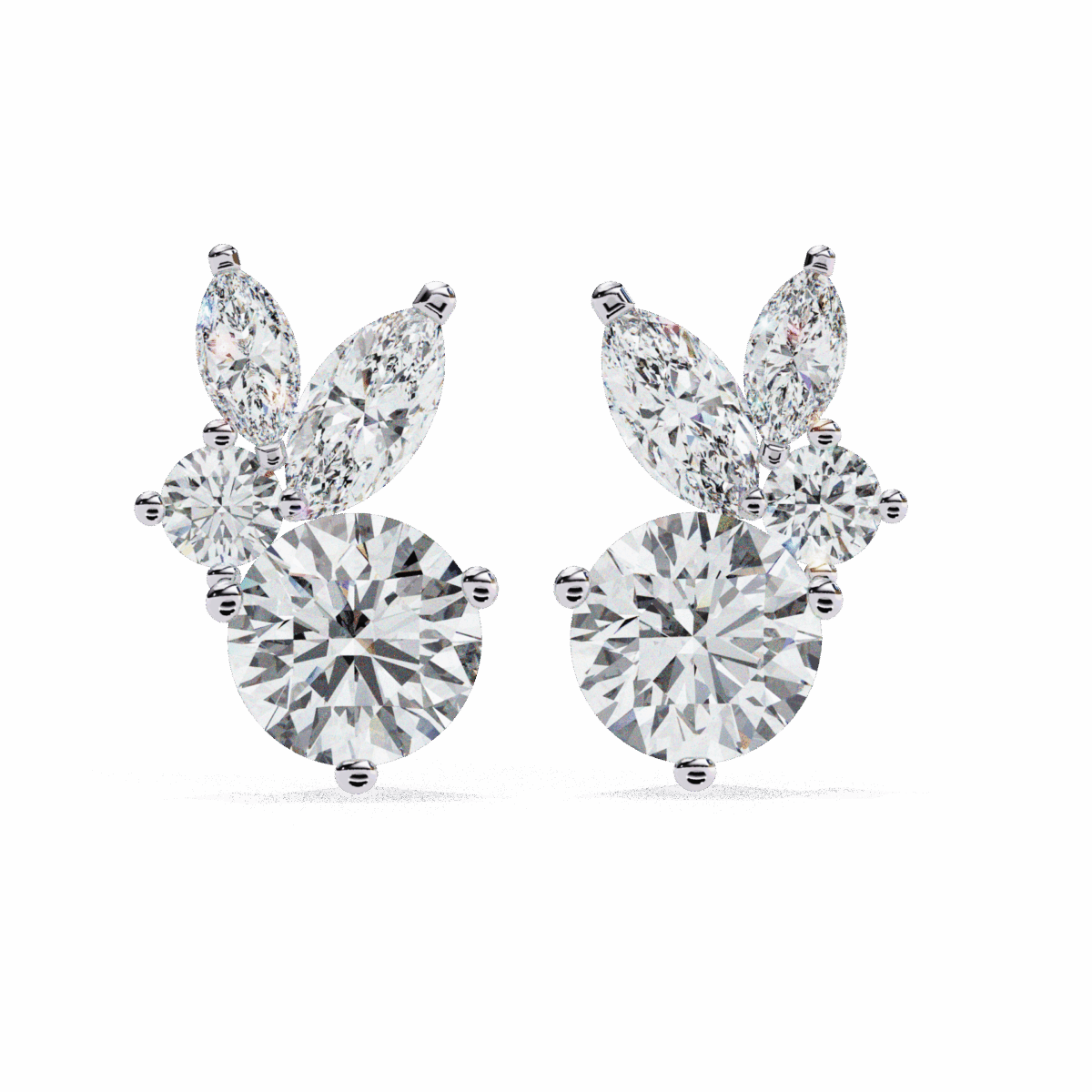 ER14040P11 1.5 Carat Alternating Marquise and Round Diamond Stud Earrings Image 1