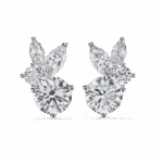 1.5 Carat Alternating Marquise and Round Diamond Stud Earrings