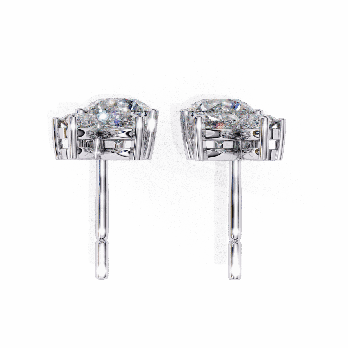 1.5 Carat Alternating Marquise and Round Diamond Stud Earrings  Image 4
