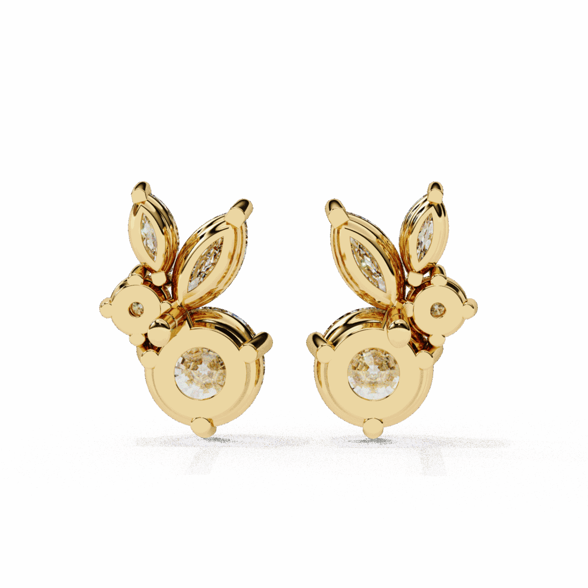 1.5 Carat Alternating Marquise and Round Diamond Stud Earrings  Image 10