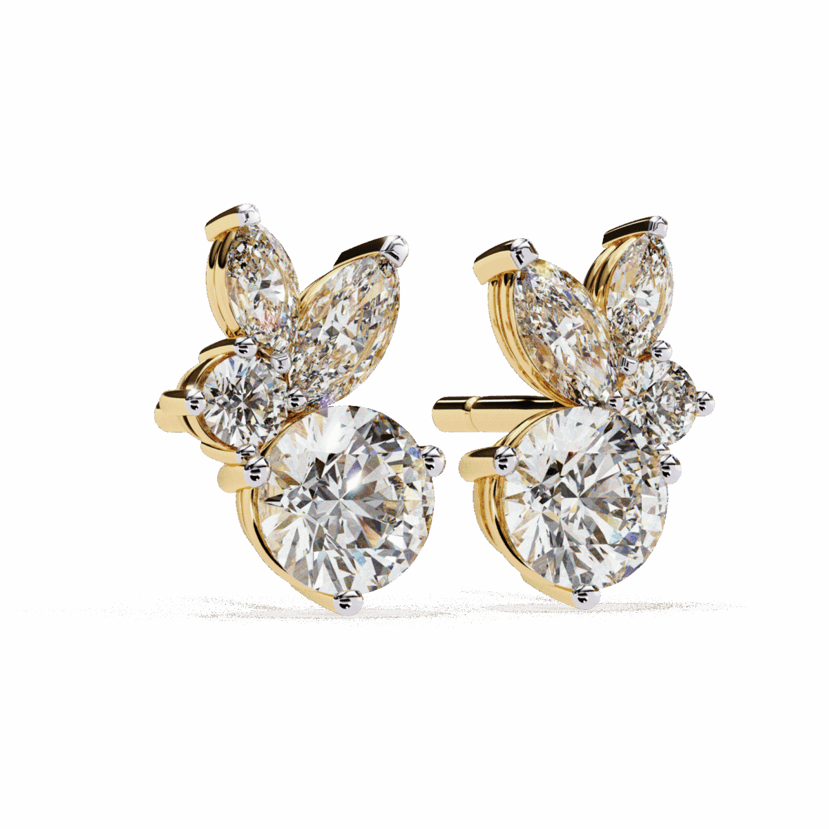 1.5 Carat Alternating Marquise and Round Diamond Stud Earrings  Image 11
