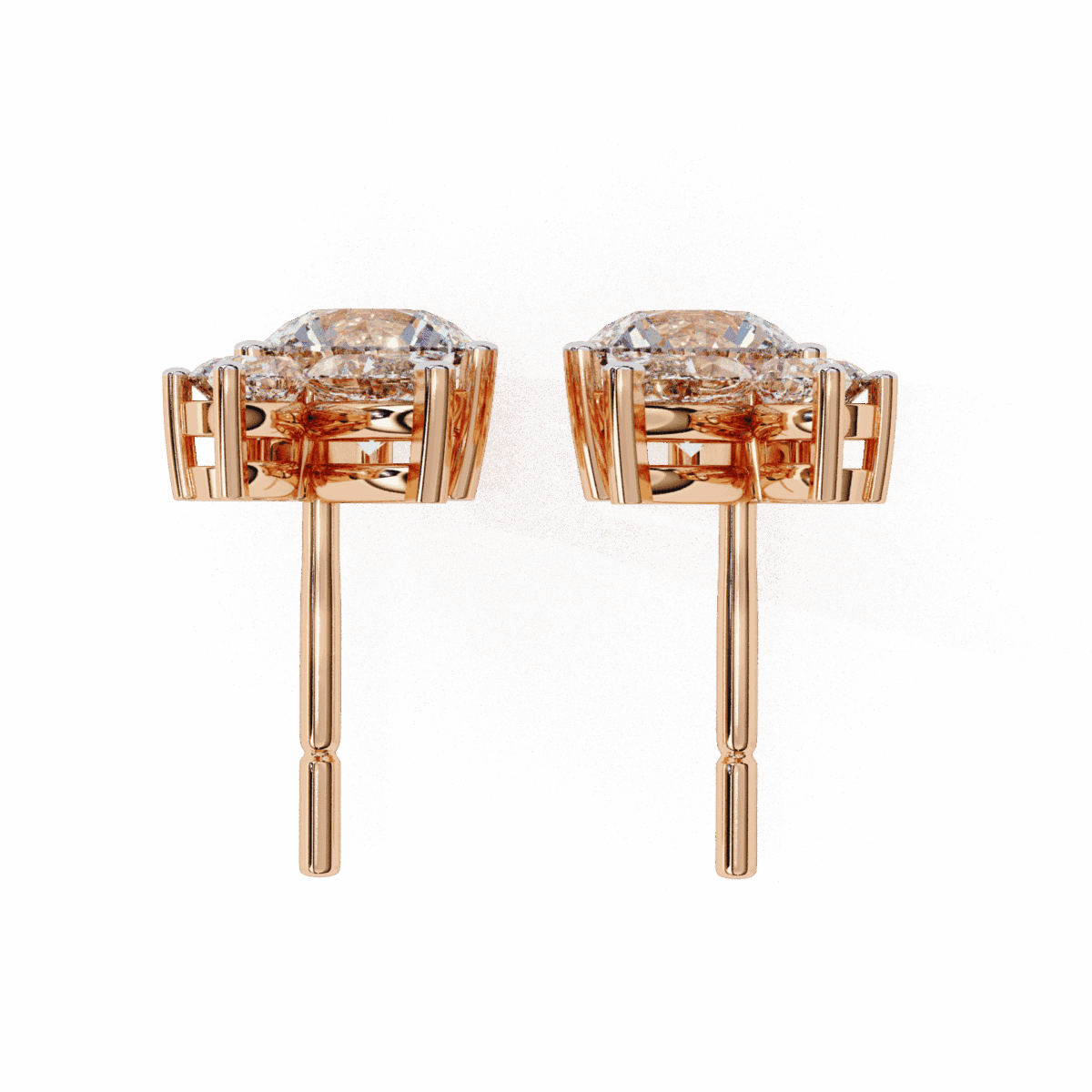 1.5 Carat Alternating Marquise and Round Diamond Stud Earrings  Image 14