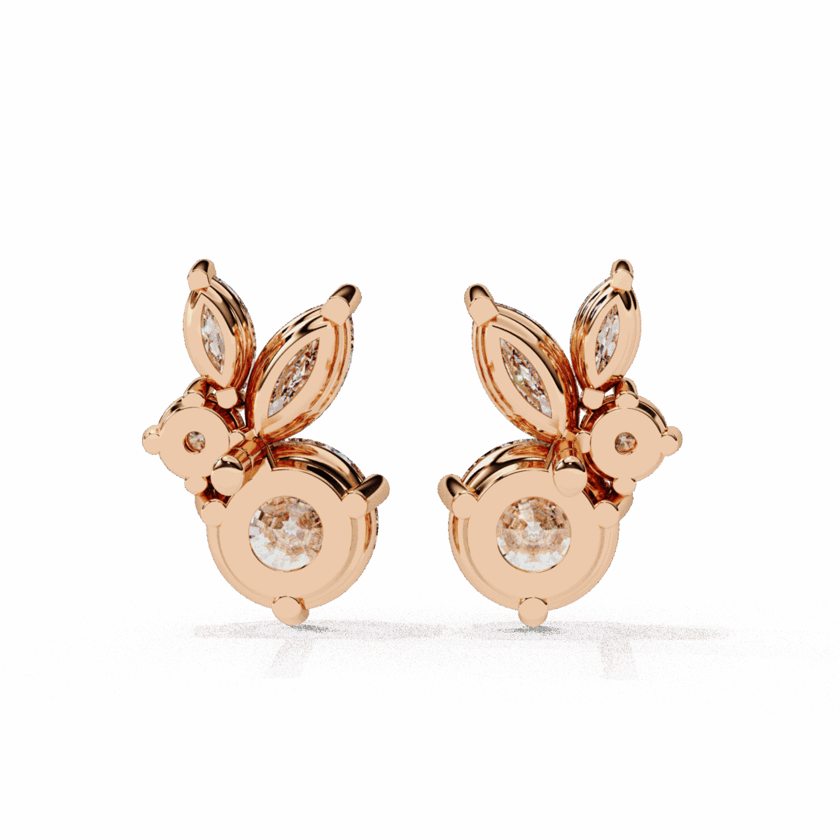 1.5 Carat Alternating Marquise and Round Diamond Stud Earrings  Image 15