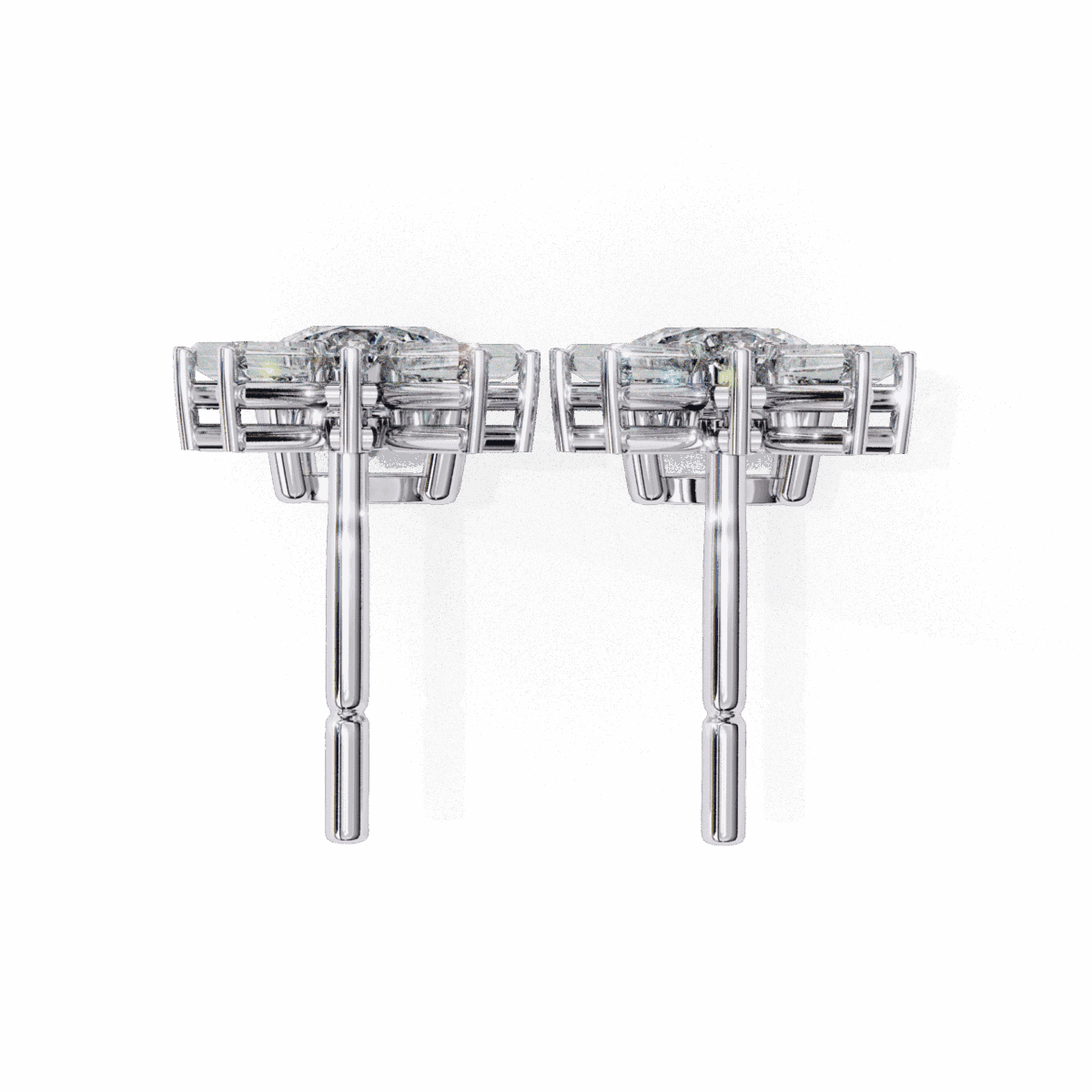 0.9 Carat Luminous Baguette & Round Diamond Drop Earrings  Image 4