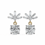 0.9 Carat Luminous Baguette & Round Diamond Drop Earrings - Image 8