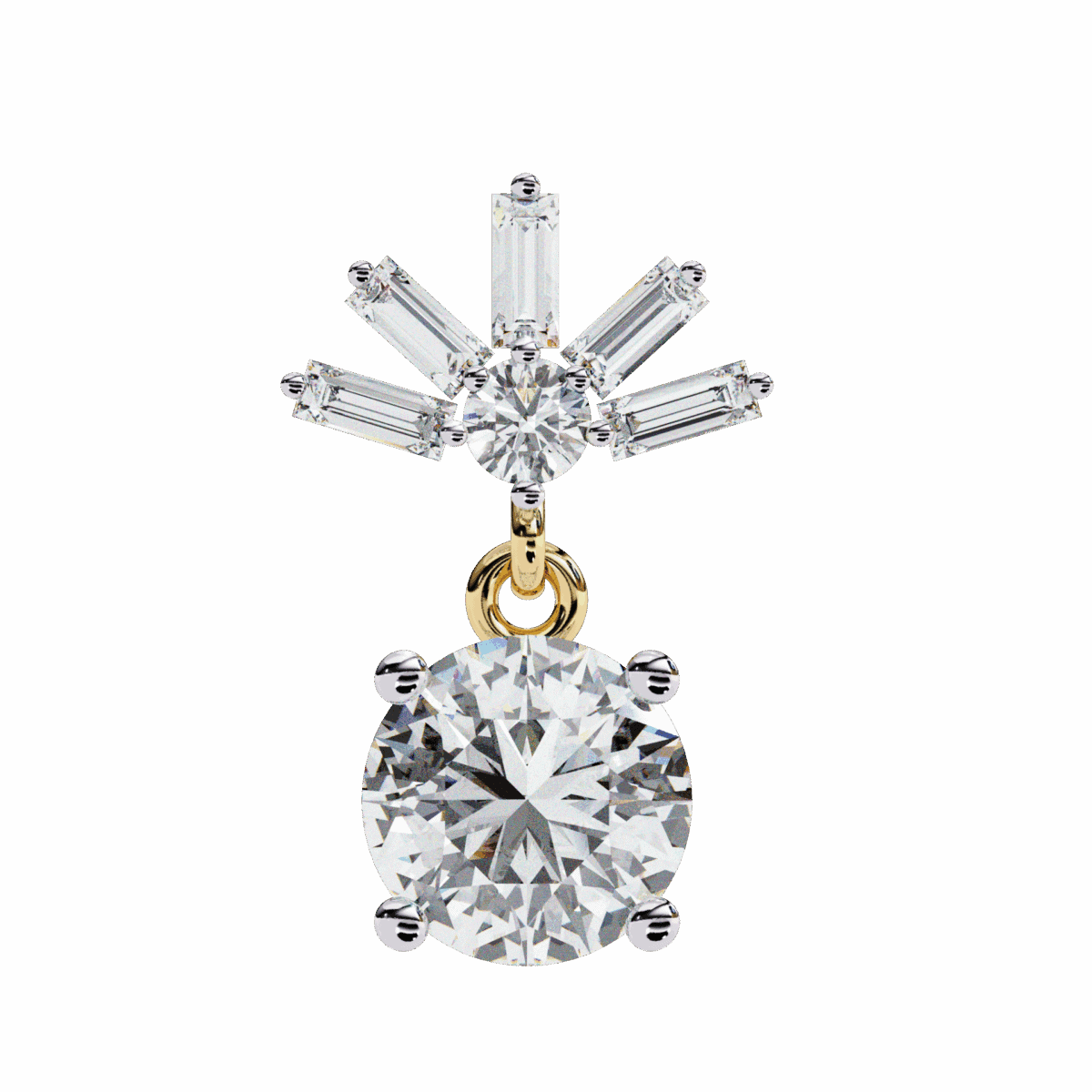 0.9 Carat Luminous Baguette & Round Diamond Drop Earrings  Image 10