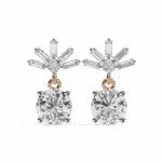 0.9 Carat Luminous Baguette & Round Diamond Drop Earrings - Image 15