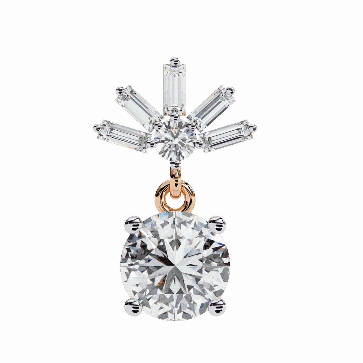 0.9 Carat Luminous Baguette & Round Diamond Drop Earrings  Image 17