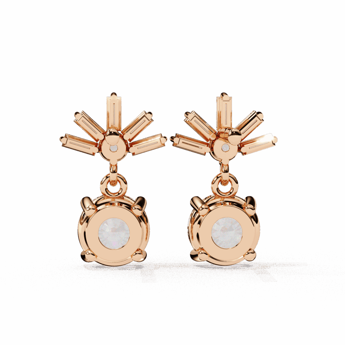 0.9 Carat Luminous Baguette & Round Diamond Drop Earrings  Image 19