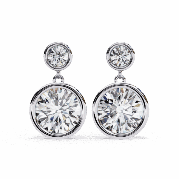 1.75 Carat Twin Round Diamond Drop Earrings