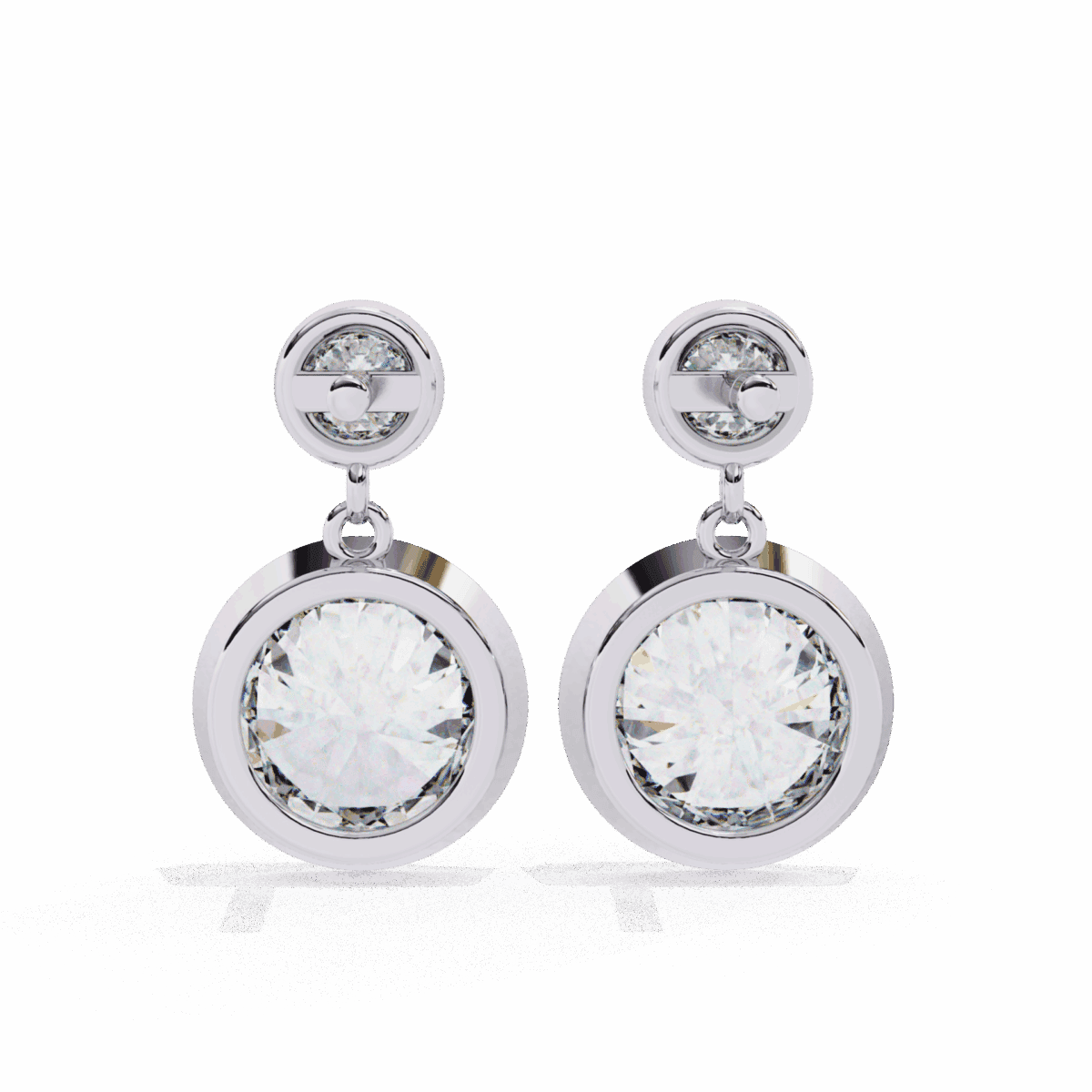1.75 Carat Twin Round Diamond Drop Earrings  Image 5