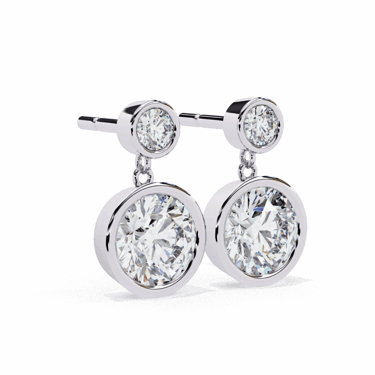 1.75 Carat Twin Round Diamond Drop Earrings  Image 6