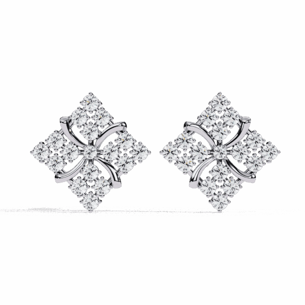 0.8 Carat Refined Round Cluster Diamond Stud Earrings