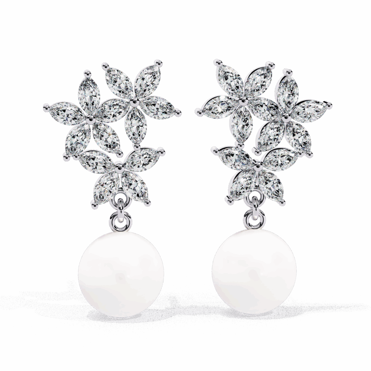 2.5 Carat Petal Marquise Diamond Dangle Earrings  Image 1