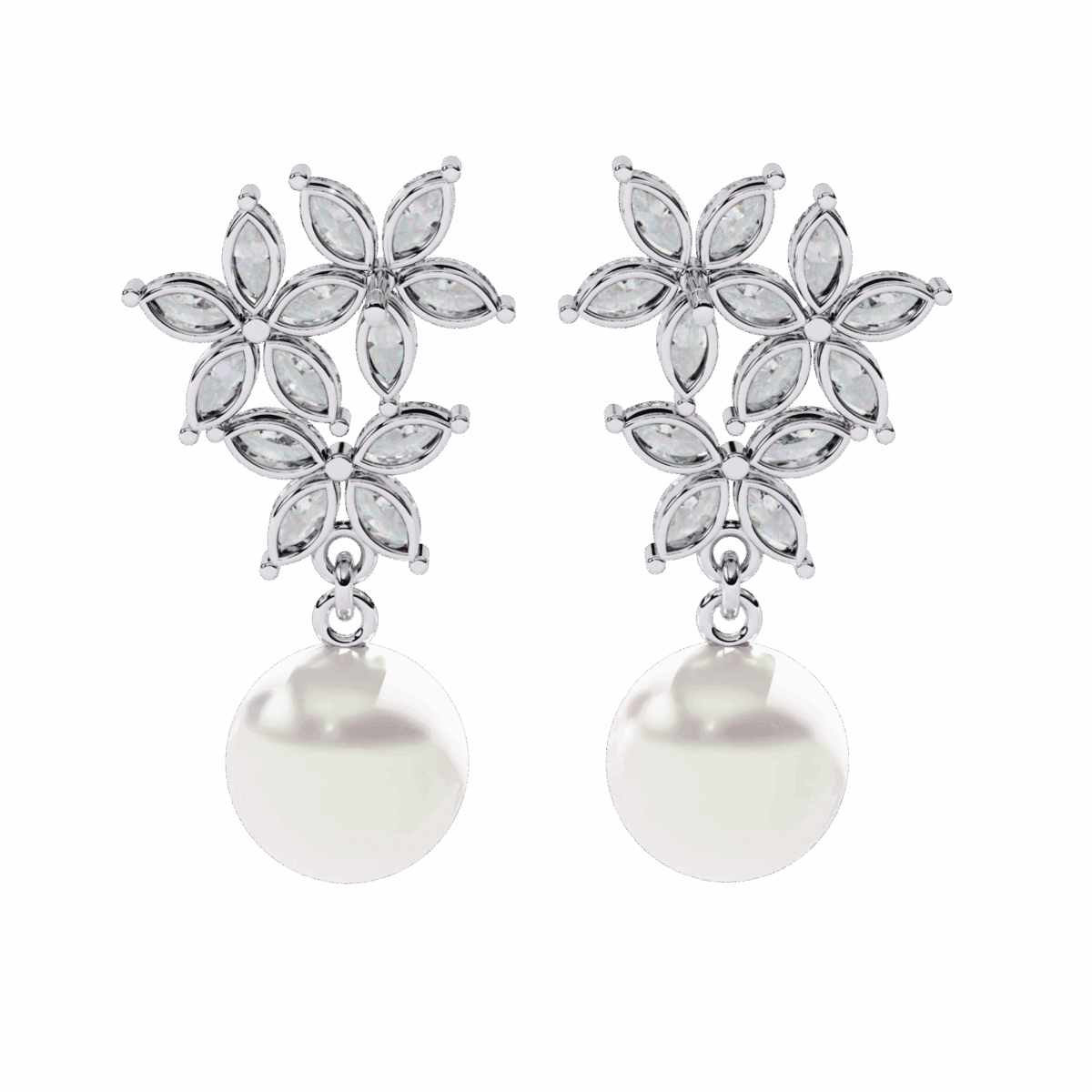 2.5 Carat Petal Marquise Diamond Dangle Earrings  Image 3