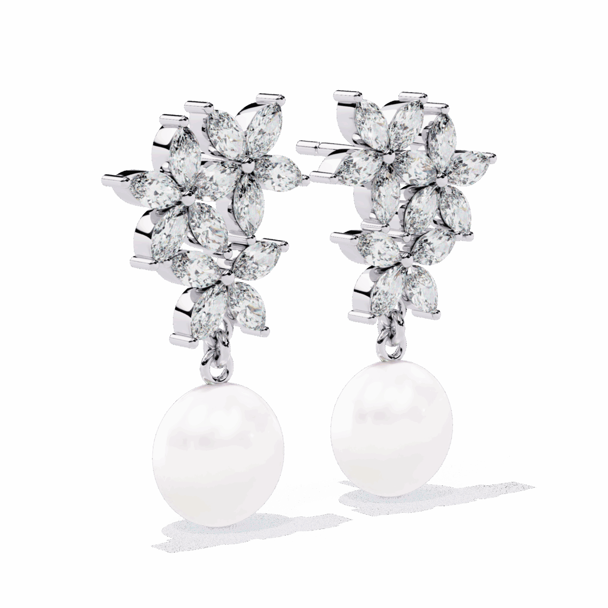 2.5 Carat Petal Marquise Diamond Dangle Earrings  Image 4