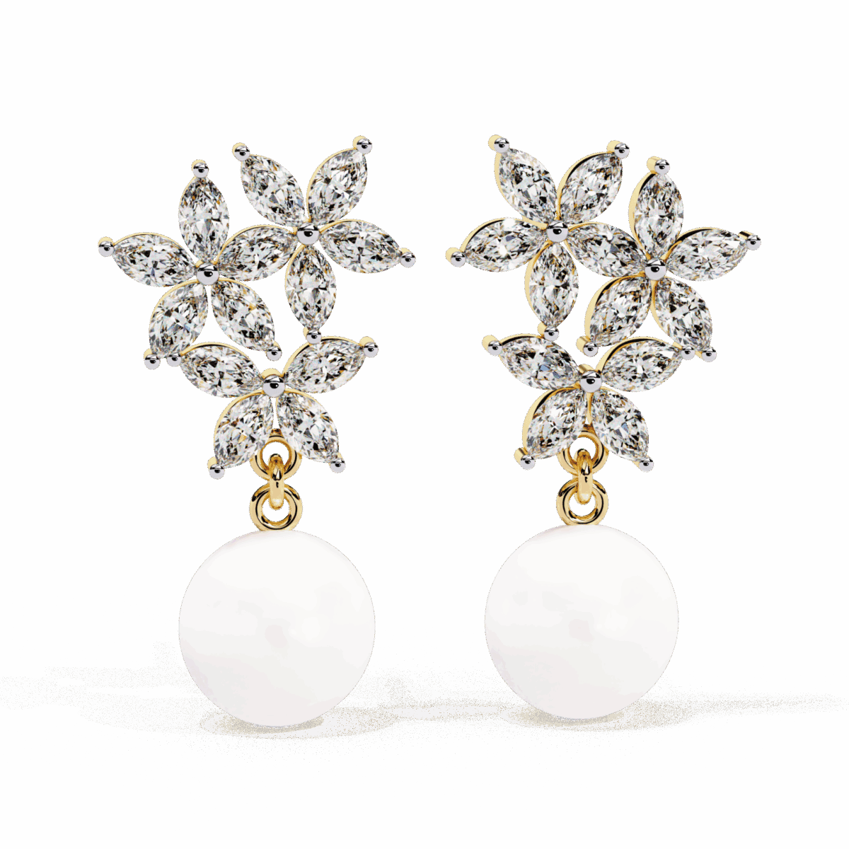 2.5 Carat Petal Marquise Diamond Dangle Earrings  Image 6