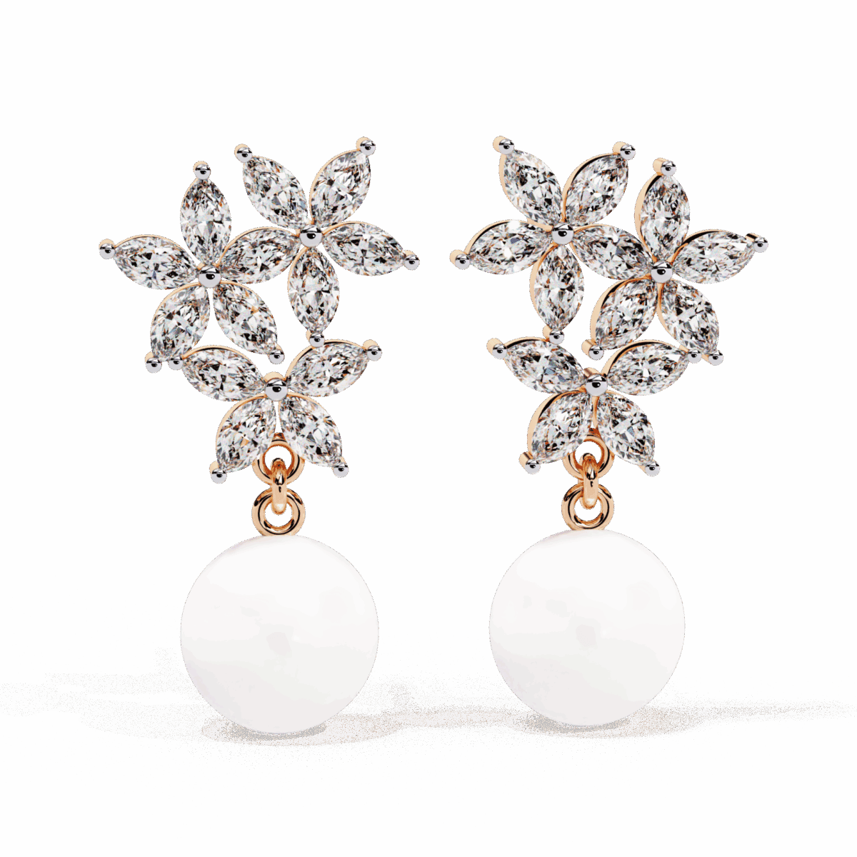 2.5 Carat Petal Marquise Diamond Dangle Earrings  Image 11