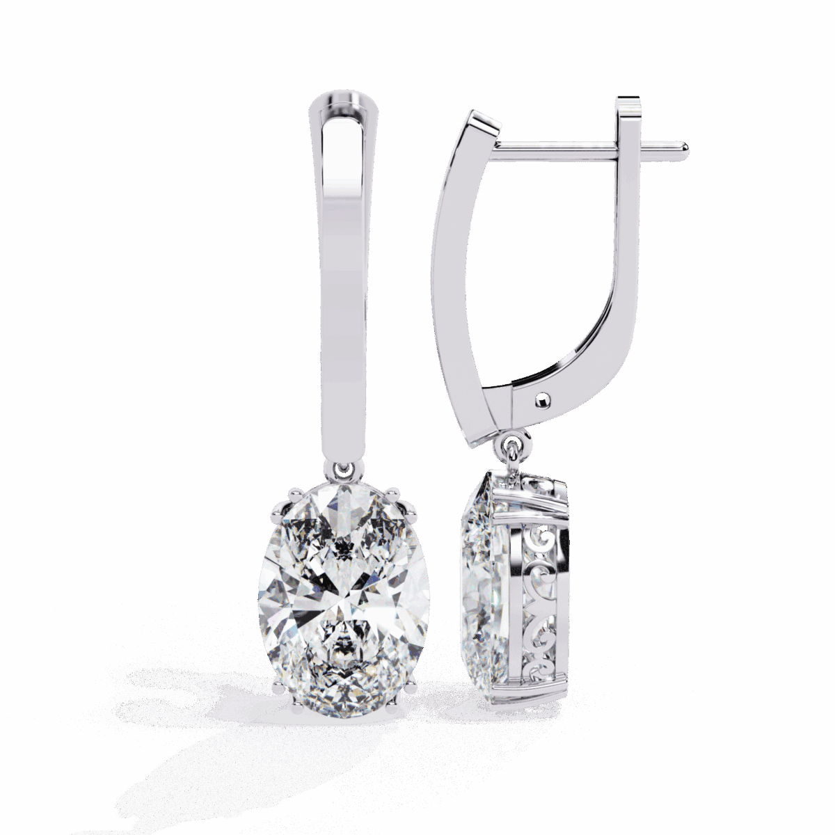 1.5 Carat Classic Oval Diamond Drop Earrings  Image 4