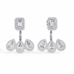 3.5 Carat Aurora Emerald & Pear Diamond Dangle Earrings