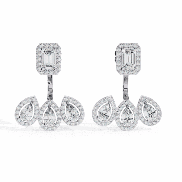 3.5 Carat Aurora Emerald & Pear Diamond Dangle Earrings