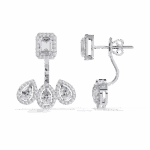 3.5 Carat Aurora Emerald & Pear Diamond Dangle Earrings - Image 4