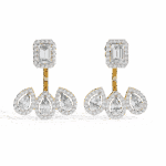 3.5 Carat Aurora Emerald & Pear Diamond Dangle Earrings - Image 5