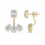 3.5 Carat Aurora Emerald & Pear Diamond Dangle Earrings - Image 8