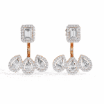 3.5 Carat Aurora Emerald & Pear Diamond Dangle Earrings - Image 9