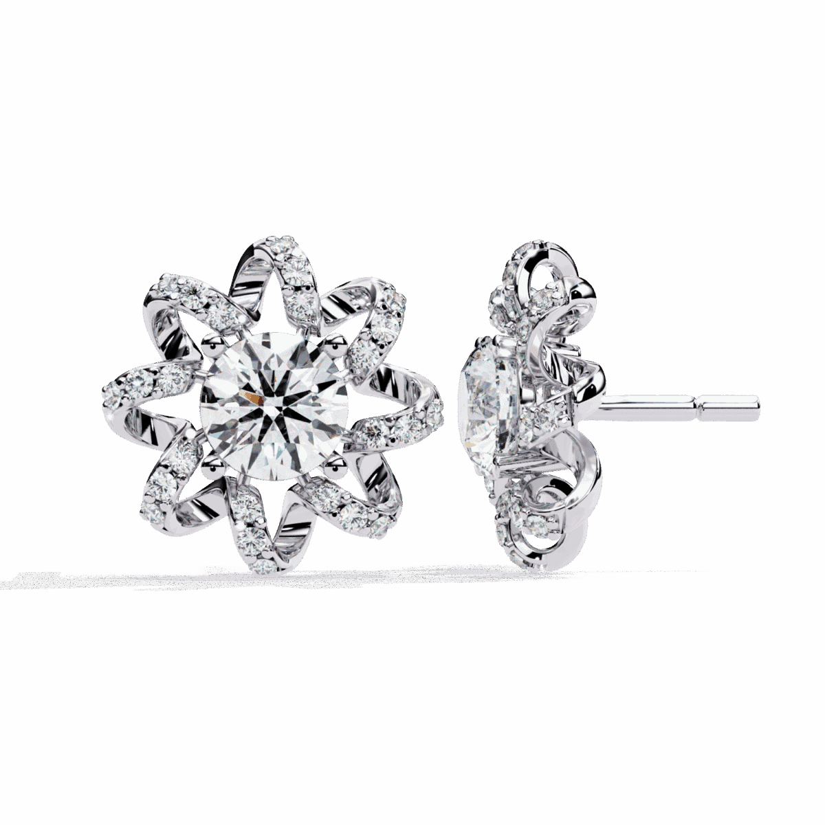 2 Carat Refined Twin Round Diamond Stud Earrings  Image 4