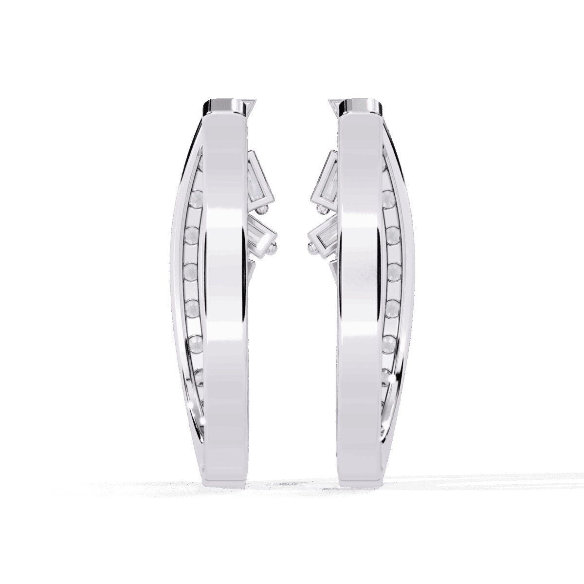 0.4 Carat Art Deco Baguette & Round Diamond Hoop Earrings  Image 3