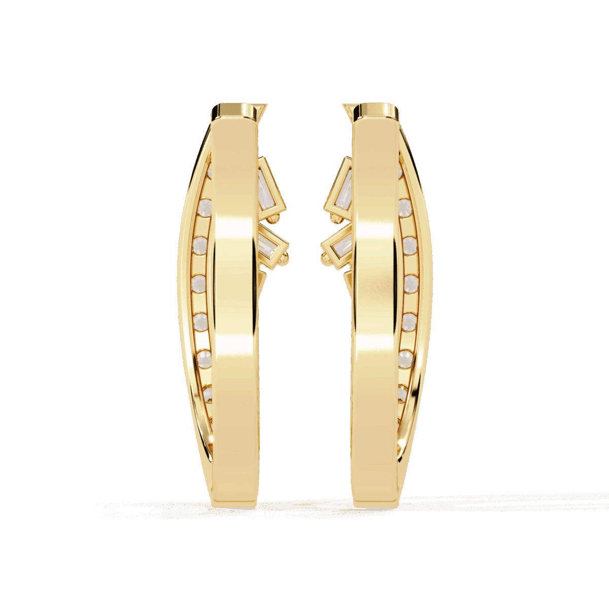 0.4 Carat Art Deco Baguette & Round Diamond Hoop Earrings  Image 7