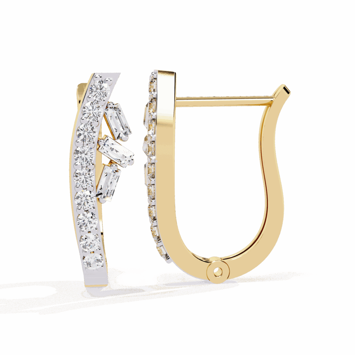 0.4 Carat Art Deco Baguette & Round Diamond Hoop Earrings  Image 8