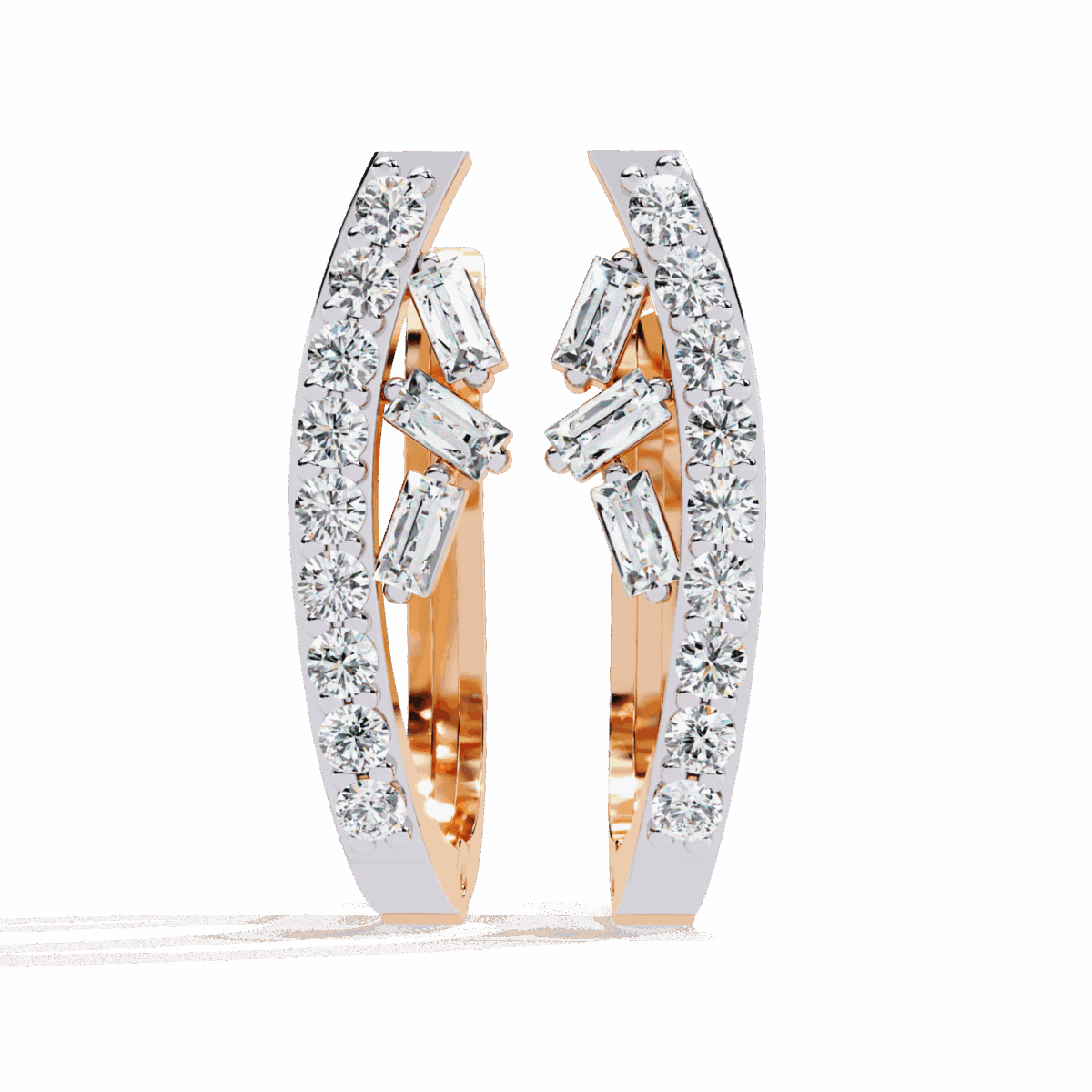 0.4 Carat Art Deco Baguette & Round Diamond Hoop Earrings  Image 9