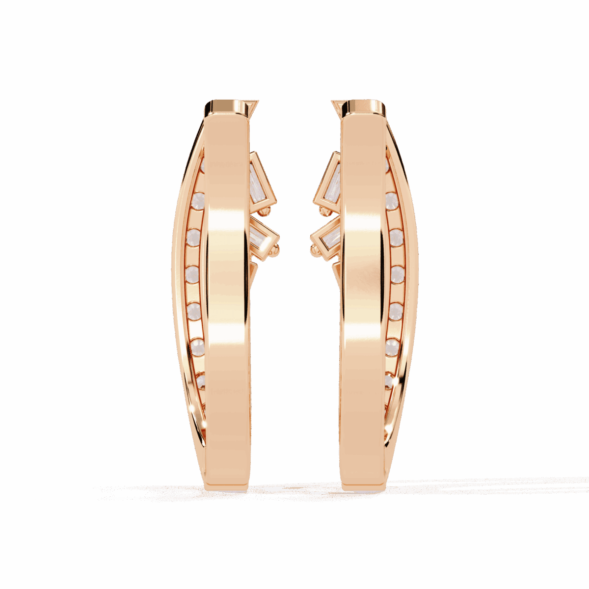 0.4 Carat Art Deco Baguette & Round Diamond Hoop Earrings  Image 11