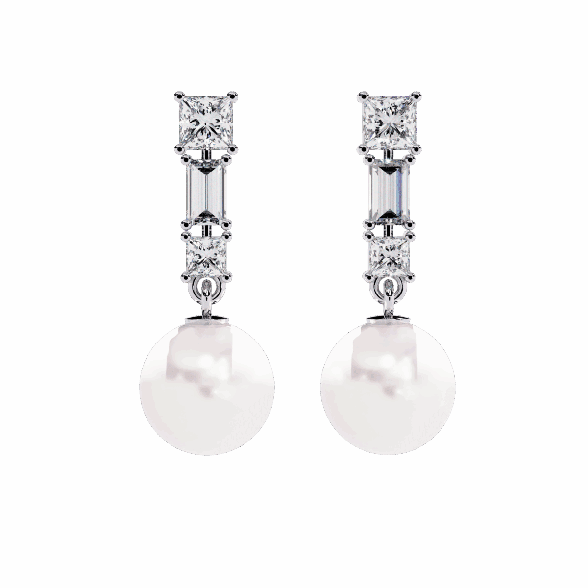 2 Carat Princess & Baguette Diamond Drop Earrings  Image 1