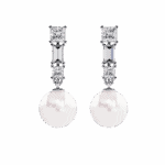 2 Carat Princess & Baguette Diamond Drop Earrings