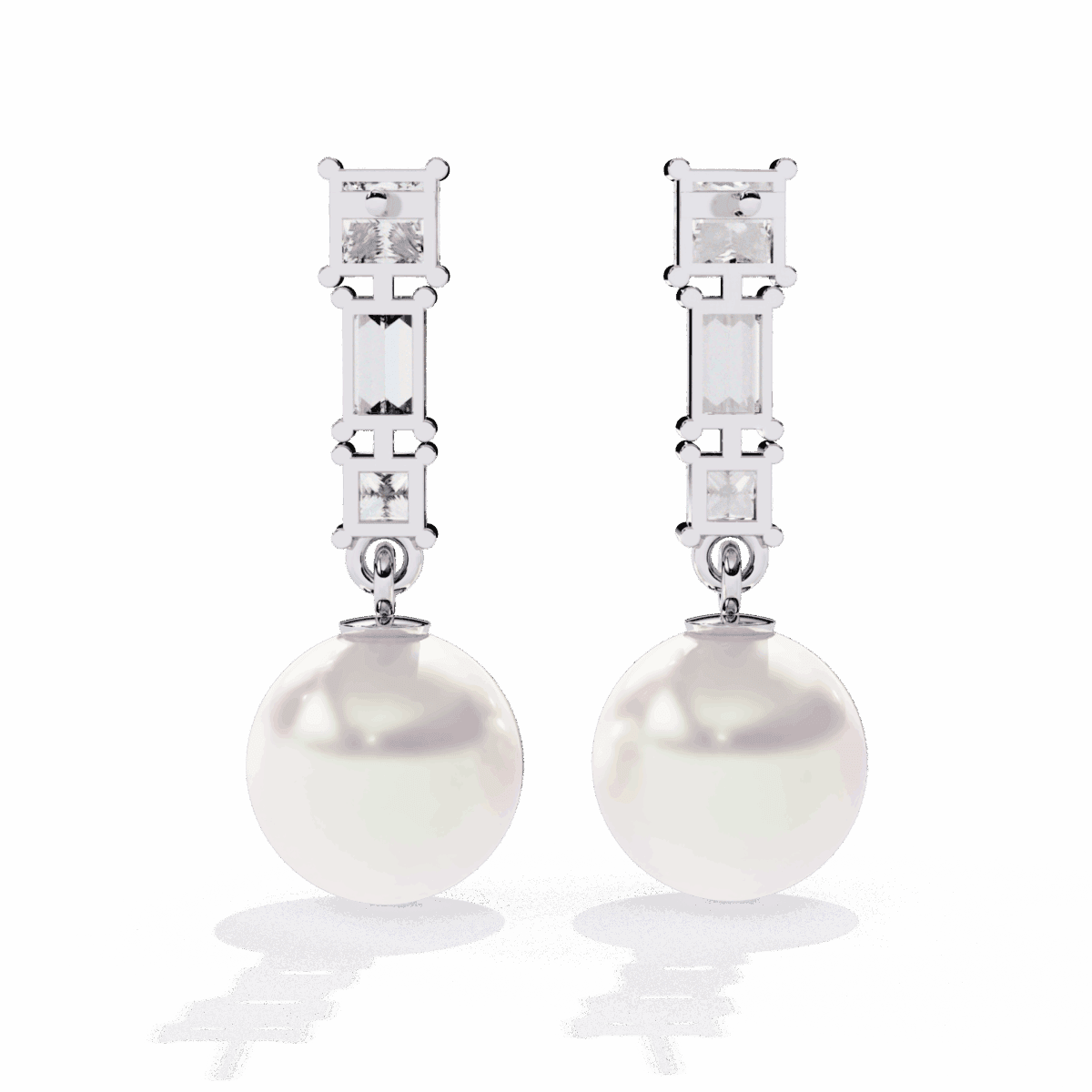 2 Carat Princess & Baguette Diamond Drop Earrings  Image 3