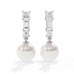 2 Carat Princess & Baguette Diamond Drop Earrings - Image 3